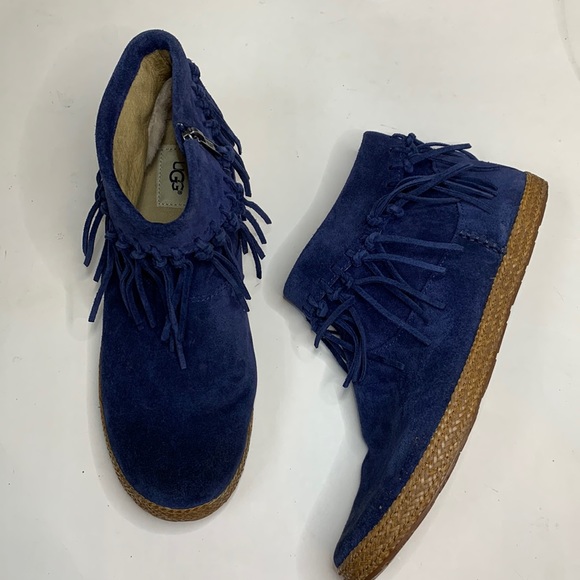 UGG Blue Fringe Ankle Boots - Picture 3 of 13
